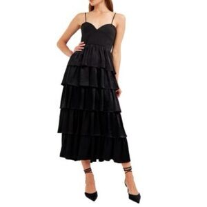Endless Rose Black Large Mixed Media Maxi Dress